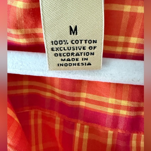 BECHAMEL Orange Plaid Flower Applique Shirt | Size M - Picture 4 of 4